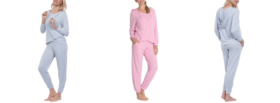 Cheap Women Men Fleece Pajama Set Warm Light-Weight Pajama Flannel Sweater  Hoodie Pant Suit Nightwear